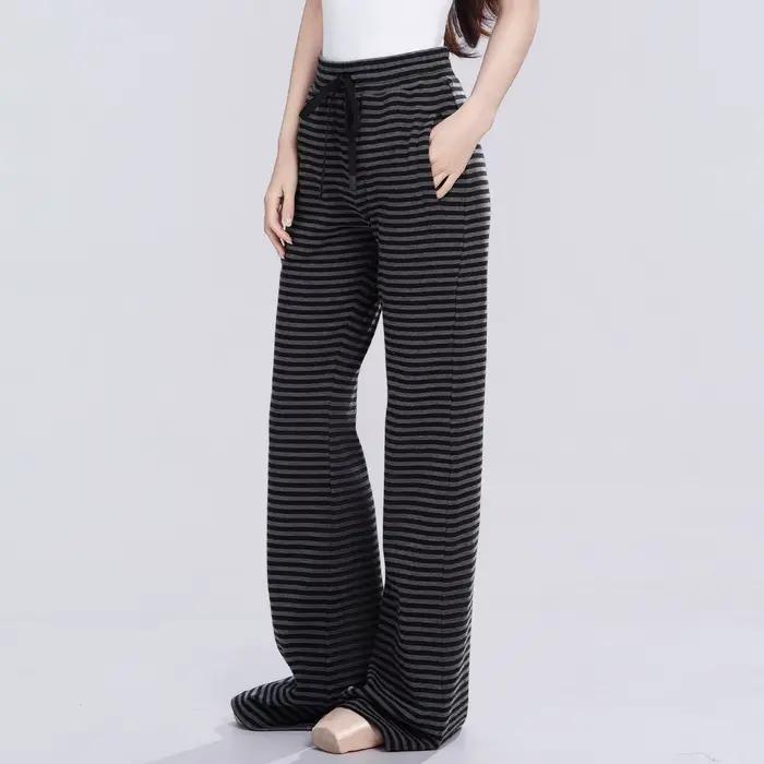 Pantalon de danse évasé pour femme, pantalon de yoga rayé, pantalon de sport pour ballet et jazz