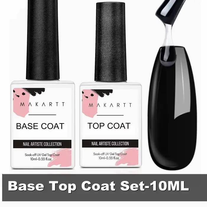 Ensemble de vernis gel Makartt, base et top coat, finition brillante sans résidu, gel base et top co