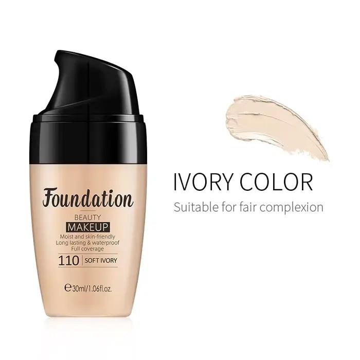 Crème de fond de teint longue durée pour le visage, correcteur imperméable, liquide, même le teint, 