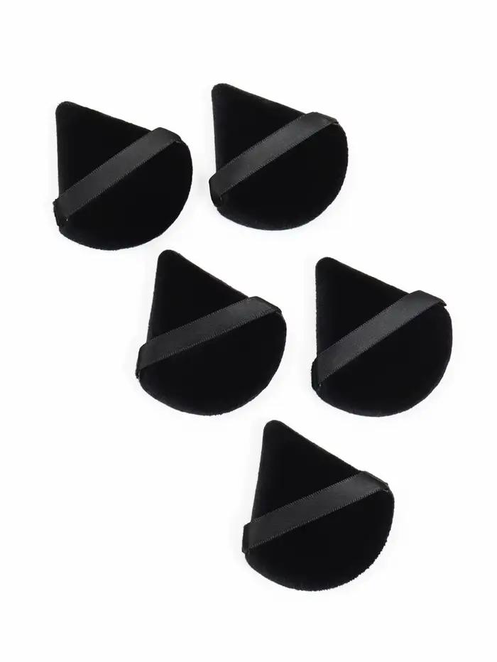 Éponge de maquillage triangulaire noire en velours doux pour le visage, applicateur de fond de teint