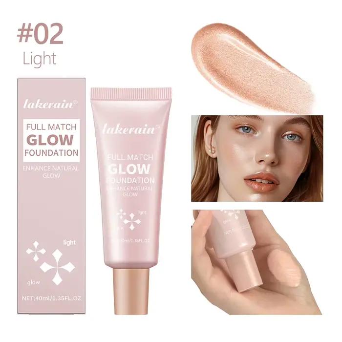 Fond de teint brillant, rehausseur de lueur naturel, Base légère hydratante, surligneur polyvalent, 