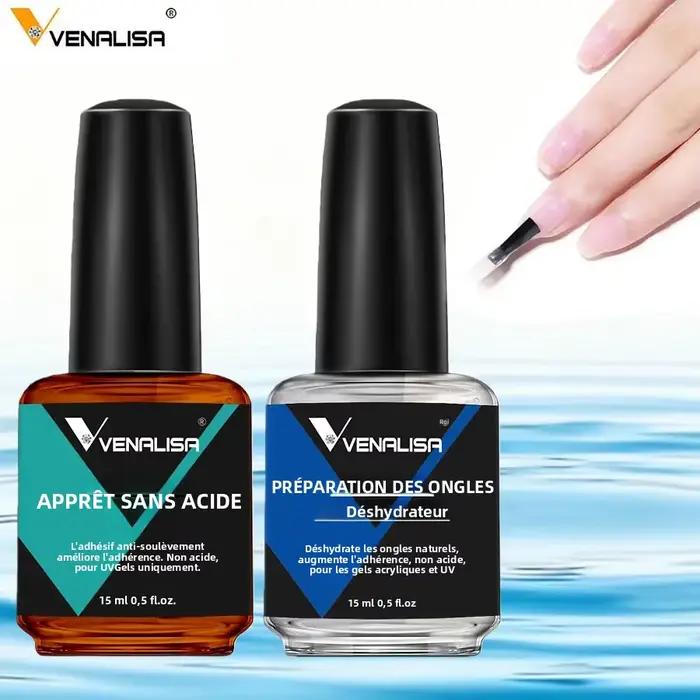 Ensemble de 2 déshydrateurs et d'apprêts sans acide pour ongles en acrylique et gel UV, base adhésiv