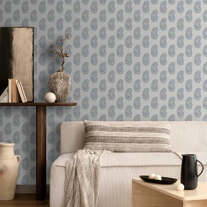 Papier peint traditionnel à motif paisley pour chambre à coucher, papier peint beige avec motif pais