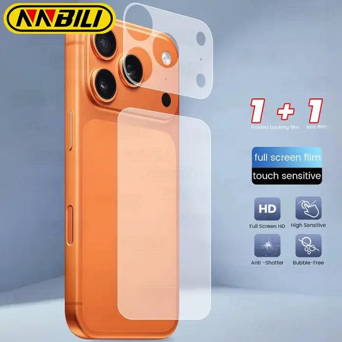 NNBILI 1 pièces/ensemble Film de lentille de Base mate + Film arrière PET mat pour IPhone 17 Pro Max