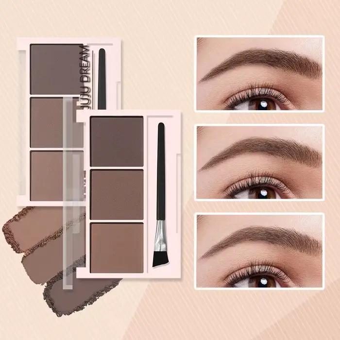Poudre à sourcils tricolore ombre forme de sourcil tridimensionnelle imperméable et résistante à la 