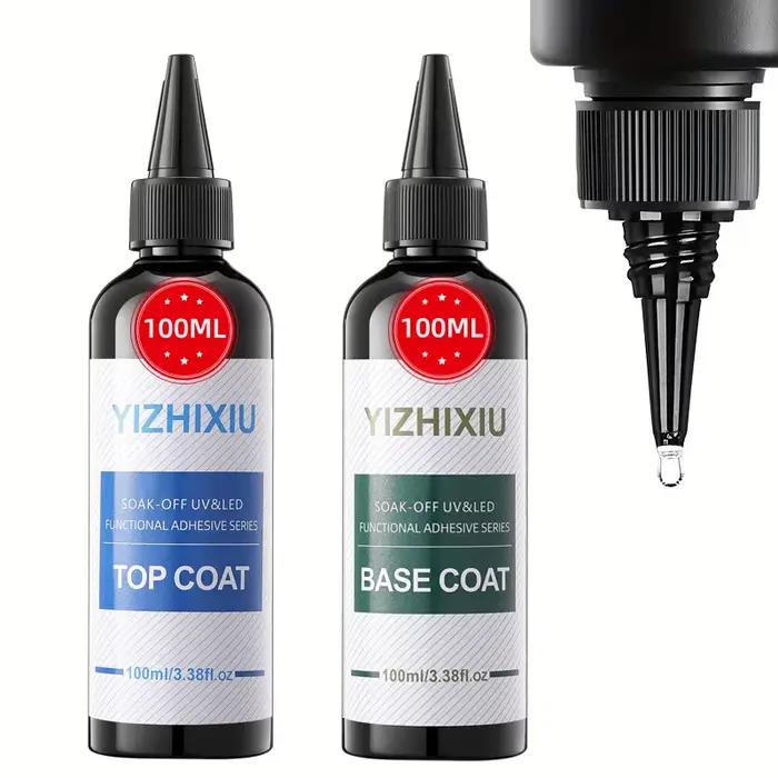 Lot de 2 vernis gel YiZhiXiu 100 ml : Base et Top Coat Super, Gel UV/LED Soak Off, Gel fonctionnel p