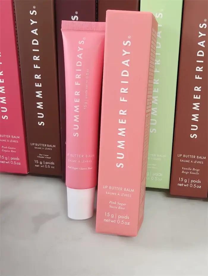 Baume à lèvres Summer Friday's Strawberry Soft Serv, gloss transparent hydratant, élimine les peaux 