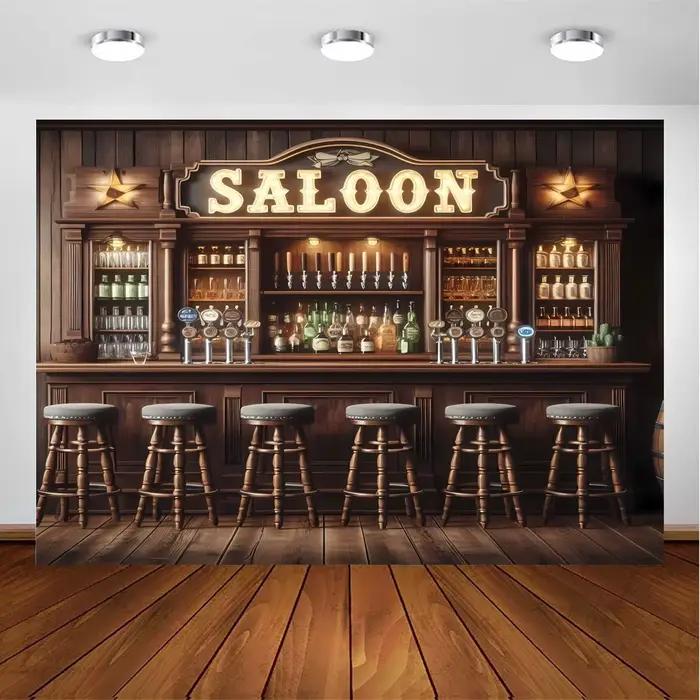 Fond du Western Cowboy Bar - Thème vintage de whisky et de vin, papier peint pour boîtes de nuit, ba