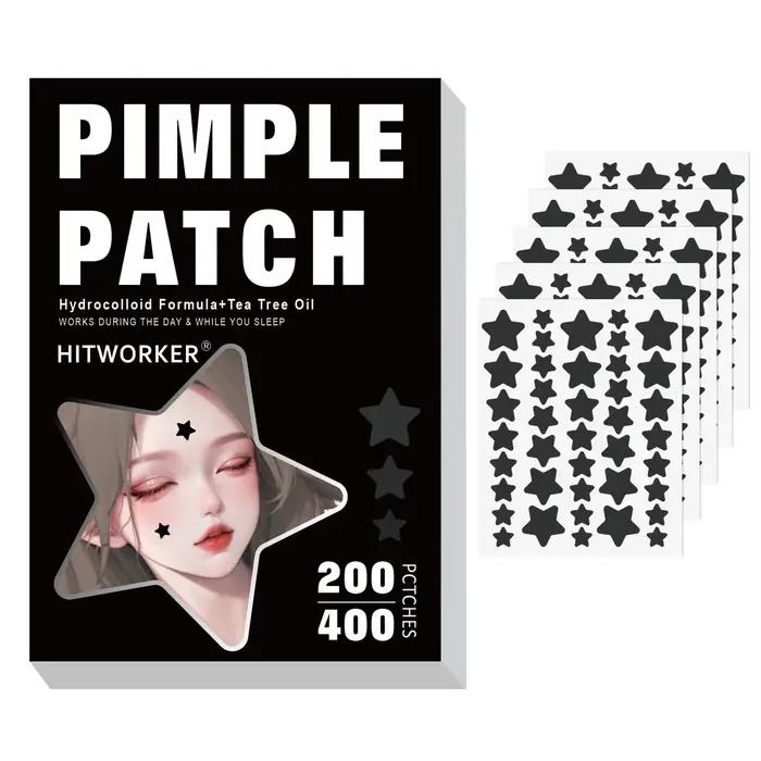 Patchs hydrocolloïdes professionnels pour boutons, 200/400 pièces, conception étoile noire, éliminat