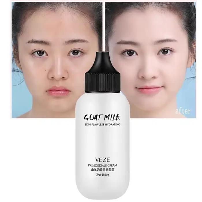 Crème de fond de teint professionnelle pour le visage paresseux, lait de chèvre, revitalisant, couve