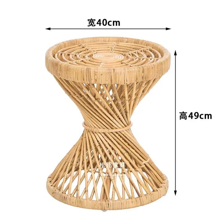 Table basse Design sablier en rotin, petite Table ronde Simple pour salon, repose-pieds multifonctio