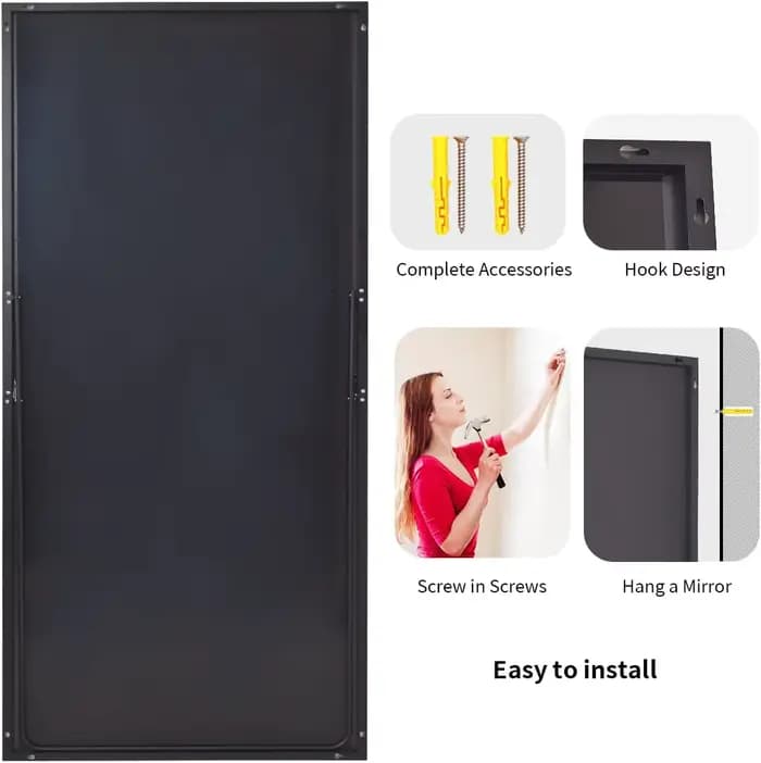 Grand miroir pleine longueur 34 "x 76", miroir de sol avec support, miroir de courtoisie mural avec 