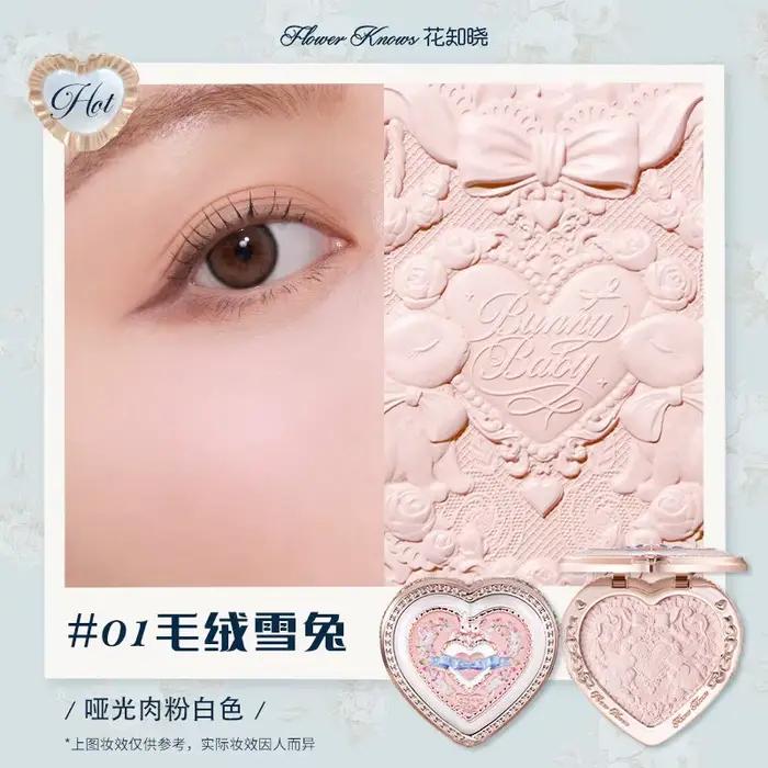 Poudre blush rose Flowerknows Bunny Garden pour les joues, sans cruauté, longue tenue, contour du vi