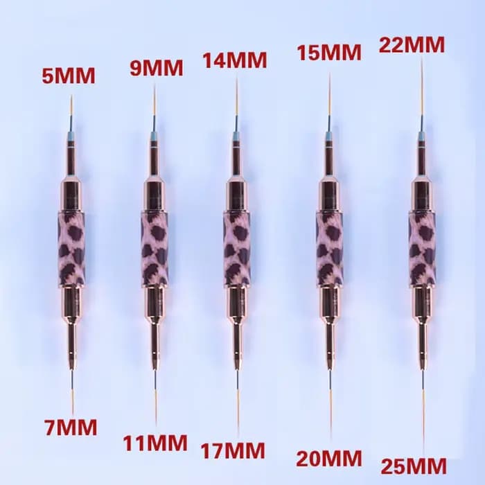 Pinceaux pour Nail Art imprimé léopard, 5-25mm, Double doublure, dessin à rayures, peinture, pinceau