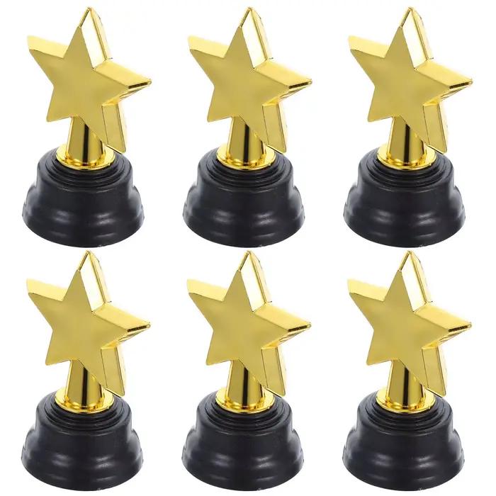 6 mini trophées étoiles dorées – Cadeaux de fête et prix de jeu pour les remises de diplômes de mate