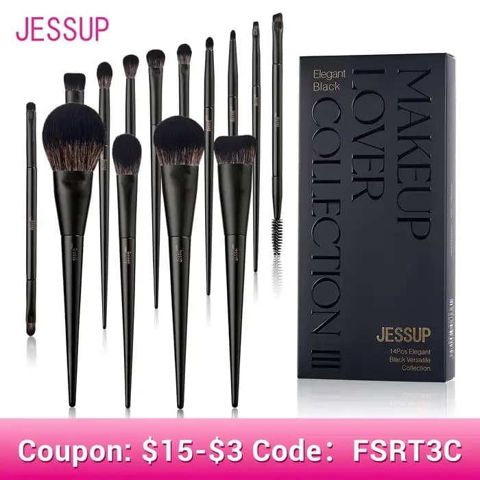 Jessup ensemble de pinceaux de maquillage, 10-14 pièces pinceau de maquillage Contour fond de teint 
