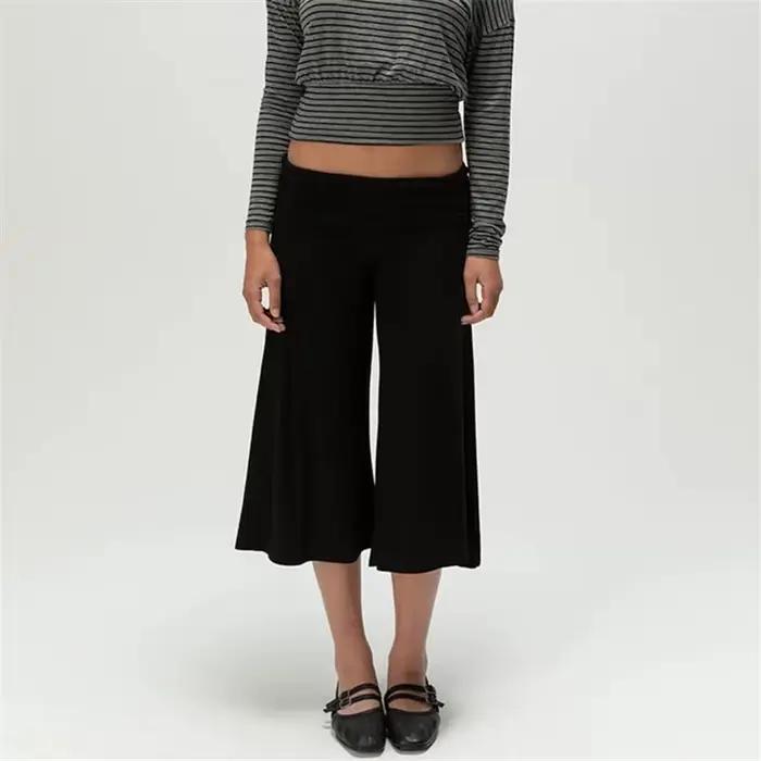 Pantalon Gaucho plissé à taille basse pour femme, coupe courte, jambe large, style Capri, idéal pour