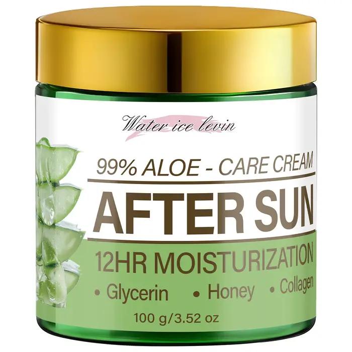 Crème Après-Soleil 99% Aloe Vera avec Collagène, Soin Hydratant et Apaisant 12H