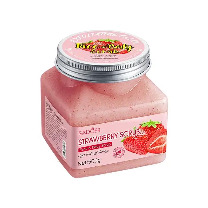 Gommage exfoliant pour la peau à la fraise, 500 g, hypoallergénique et sans alcool, frotte délicatem