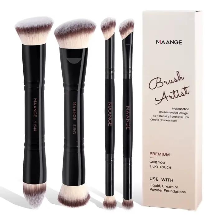 MAANGE-Ensemble de pinceaux de maquillage de base, 4 pièces, avec boîte, pour fond de teint en poudr