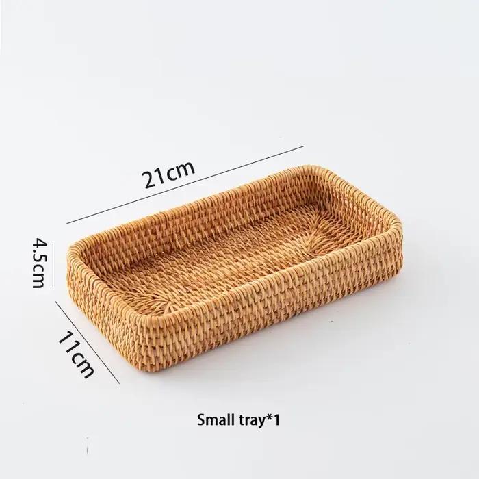 Panier de rangement en rotin tissé à la main, plateau carré en osier, panier de pique-nique, assiett