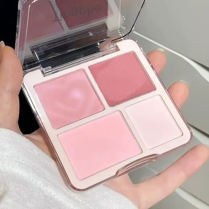 Palette de poudre crème blush rose pêche, illuminateur mat, couleur éclatante, 4 couleurs, blush pou