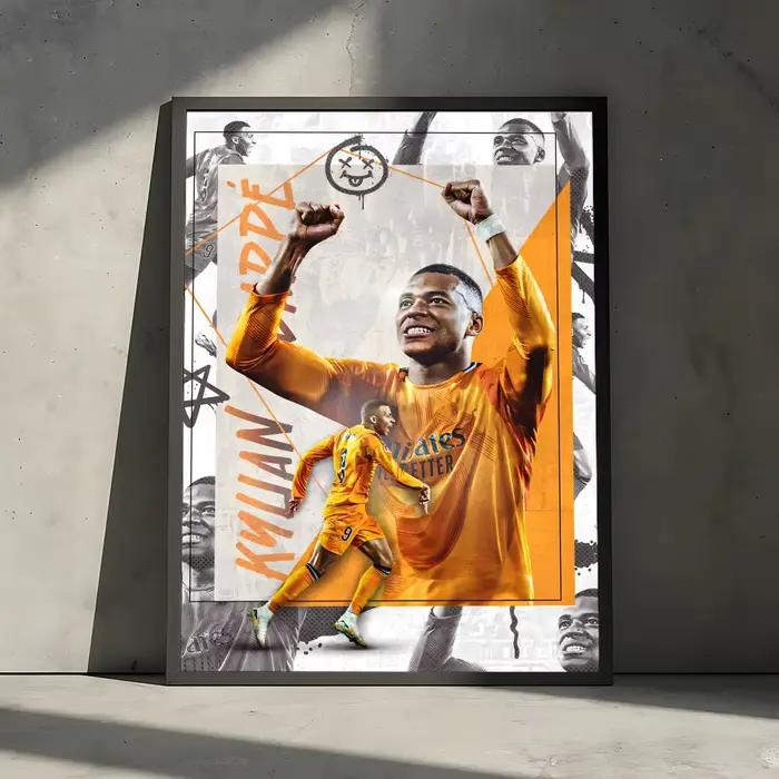 Affiche de la star du football M-Mbappe, autocollants décoratifs d'art mural, impression photo pour 