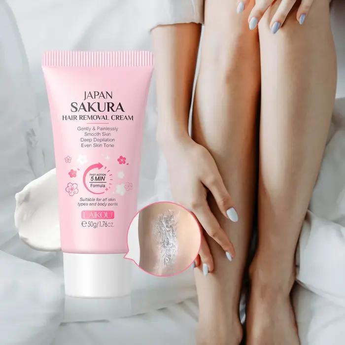 Crème dépilatoire LAIKOU Sakura, douce et indolore, pour peaux sensibles, jambes, aisselles, maillot