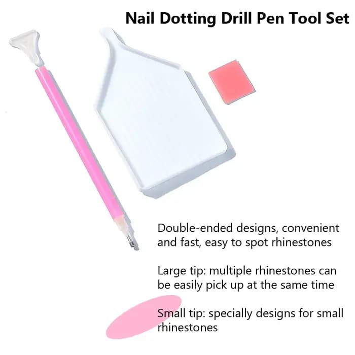 Pickers de strass pour Nail Art, stylo à points avec plateau de rangement, pâte à colle pour diamant