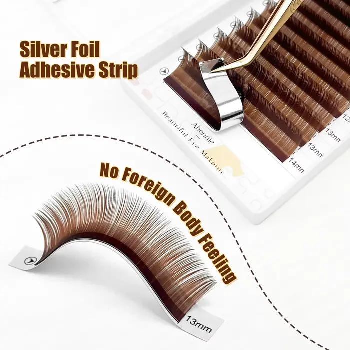 Extension de cils individuels marron Abonnie, toutes tailles, cils classiques colorés de qualité sup
