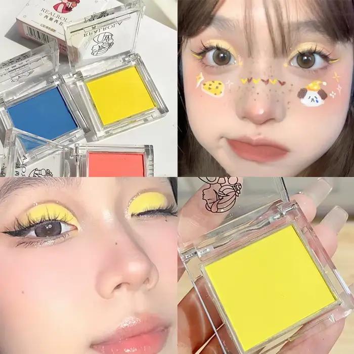 Fard à paupières vert mangue jaune, Palette de maquillage mate à haute teneur en pigments, doux et é