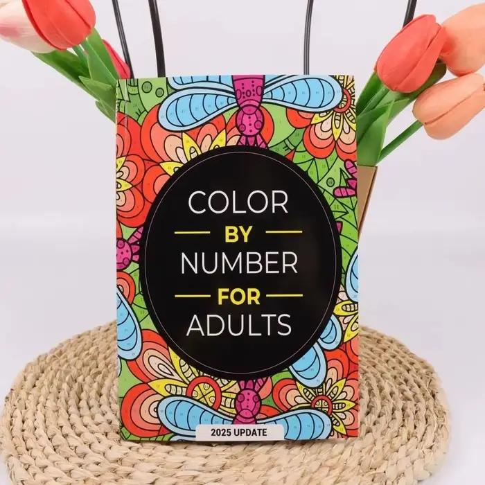 Livre de coloriage par numéros pour adultes, 80 pages, pour soulager l'anxiété et le stress, avec de