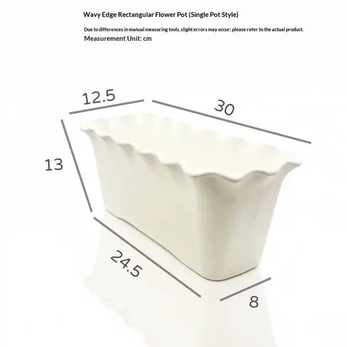 Jardinière rectangulaire à bords ondulés avec soucoupe, épaisse, durable, résistante aux UV, idéale 