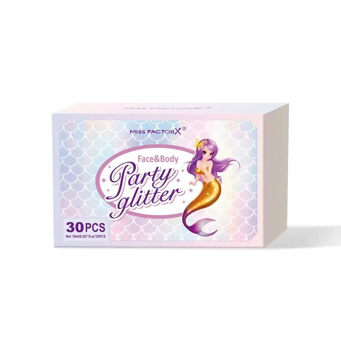 30 pièces/boîte de gel pailleté pour le visage et le corps, adapté aux femmes, cheveux brillants et 