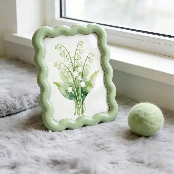 Cadre photo floral à bord ondulé, cadre décoratif à bordure ondulée, cadre d'affichage pour impressi