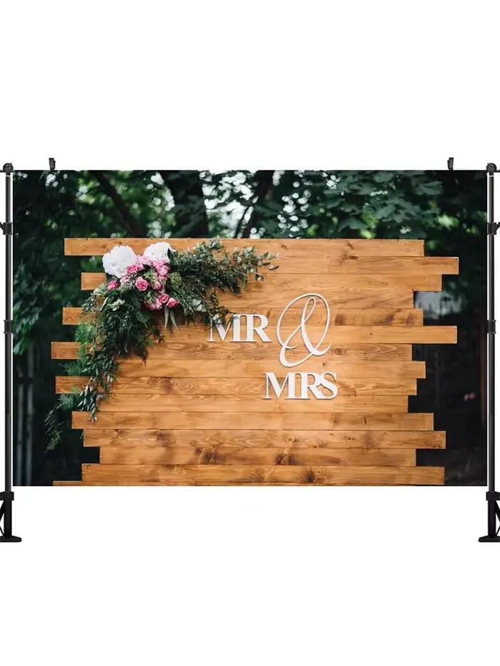 Toile de Fond Murale en Bois pour Photographie de Mariage, Décor de ixVintage en Plein Air, Personna
