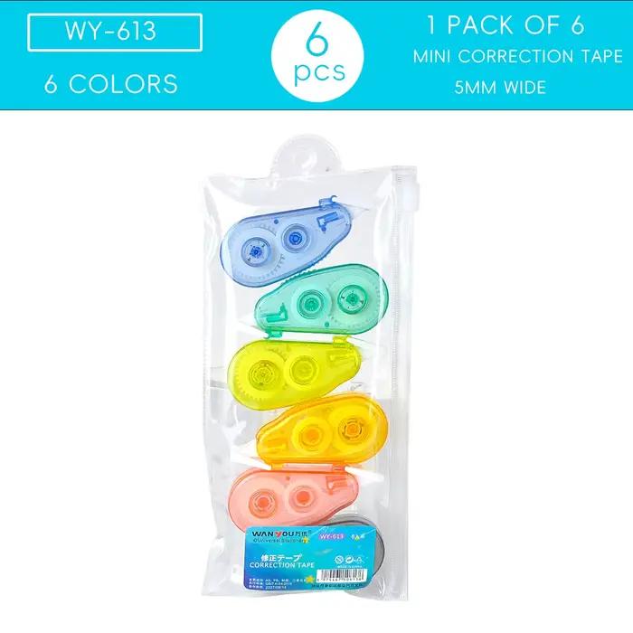 Gomme correctrice de Type stylo, 6 pièces, pour étudiant, accessoire d'écriture, bande blanche prati
