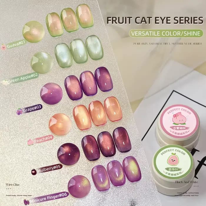 Vernis à ongles Gel œil de chat aux fruits, couleur parfaite, ensemble de vernis à ongles Ge à paill