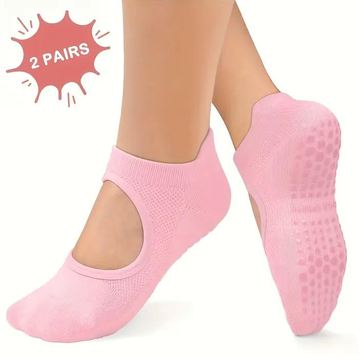 2 paires de chaussettes antidérapantes en Silicone, pour Fitness, Yoga, Pilates, conception creuse, 