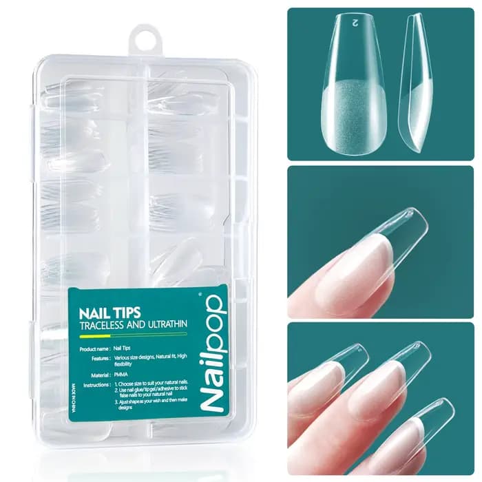 Nailpop-Faux ongles gel X, extensions d'ongles faciles à tremper, forme moyenne et courte, amande/ca