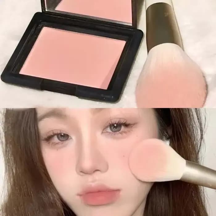Palette de fard à joues rose nude, poudre de maquillage professionnelle, document cosmétique, crème 