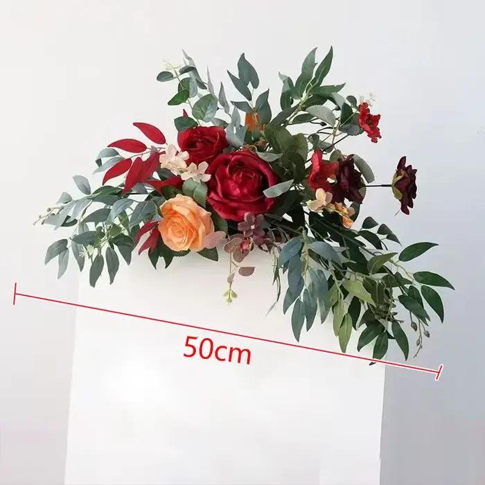Arche d'Arrière-Plan de Mariage, Rose Rouge, Arrangement Floral, Centre de Table de Banquet, Boule, 