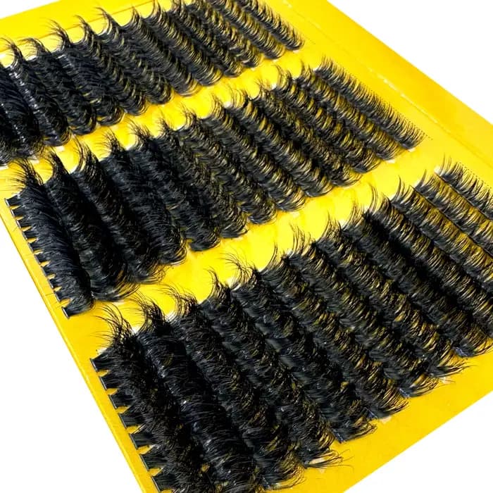 Cils individuels en éventail 5D, épais et moelleux, courbure C/D, effet naturel, 290 éventails, 60+8