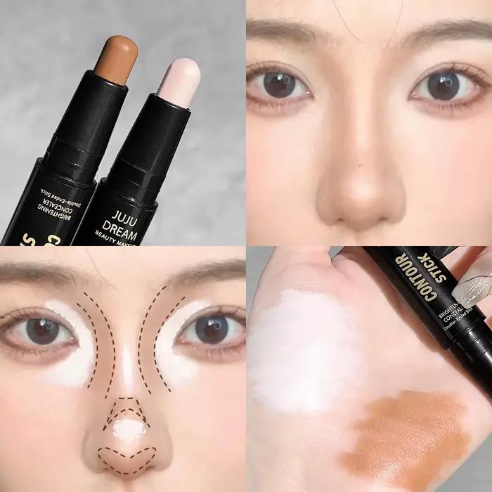 Bâton de contour double extrémité, fond de teint pour le visage, correcteur, cernes longue durée, co
