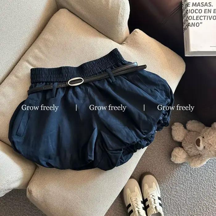 Short taille haute décontracté pour femmes, jupe élastique de Style coréen, pantalon avec ceinture, 