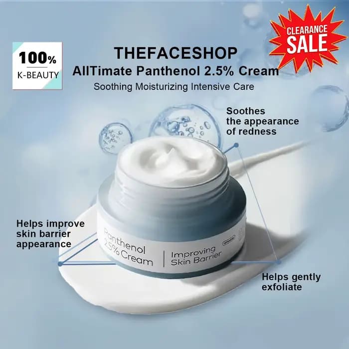 [Soldes] Crème THE FACE SHOP ALLTIMATE PANTHENOL 2.5%, apaisante ​ Hydratant, doux et réparateur de 