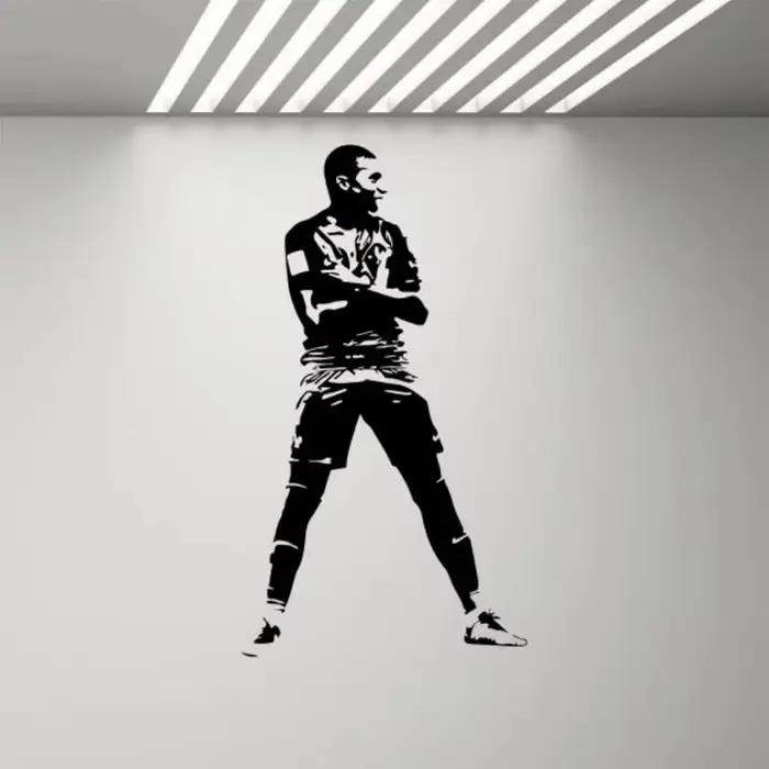 Mbappe-Autocollant mural de joueur de football en vinyle, affiche de décoration pour la maison et la
