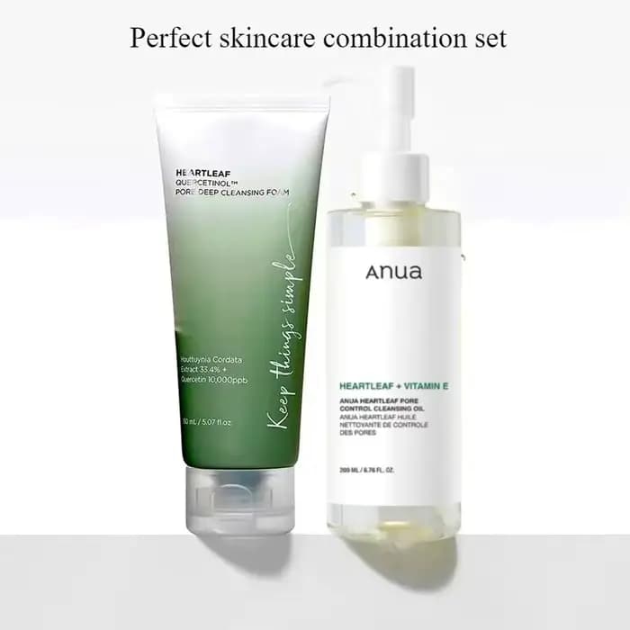 Ensemble de soins de la peau Anua, nettoyant visage Heartleaf, mousse nettoyante, nettoyage en profo