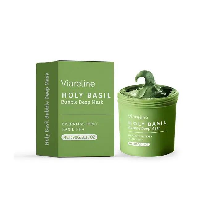 Masque facial à bulles de basilic sacré, nettoyage en profondeur et exfoliation, élimine les points 