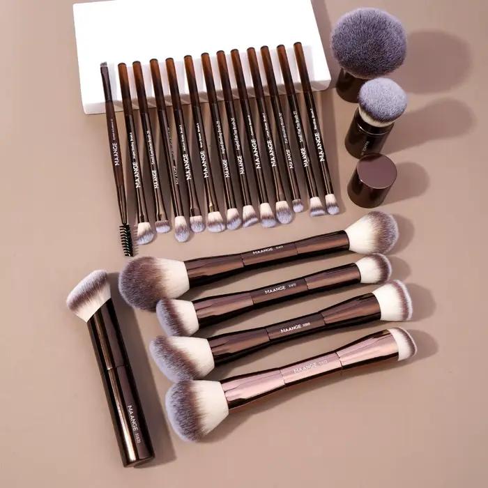 MAANGE 20 pièces/ensemble pinceaux de maquillage professionnels Double extrémité fond de teint corre